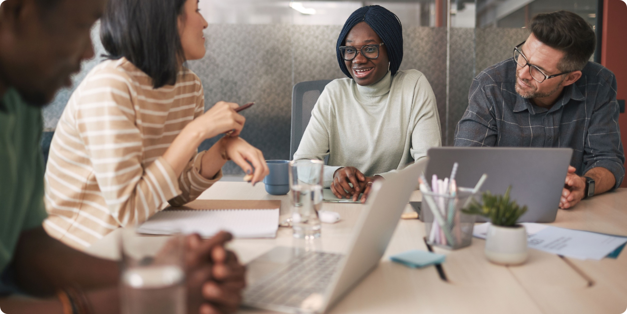Team collaborating around a conference table